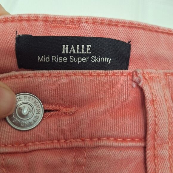True Religion Pink Halle Mid Rise Super Skinny Jeans Size‎ 26 - Picture 3 of 9